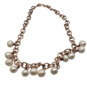 Mestige Elegant Freshwater Pearl  Goldtone Chain Necklace